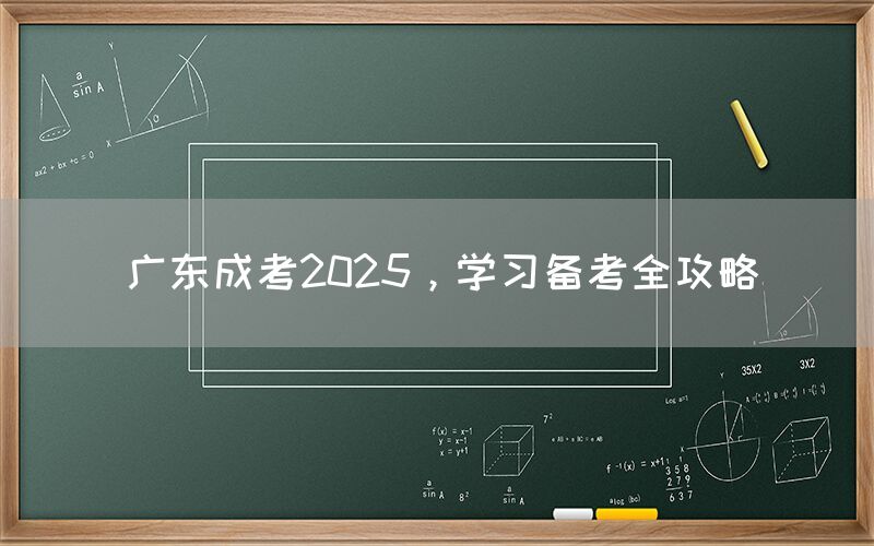 广东成考2025，学习备考全攻略