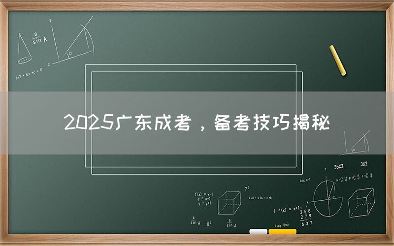 2025广东成考，备考技巧揭秘