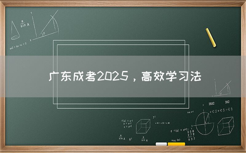 广东成考2025，高效学习法