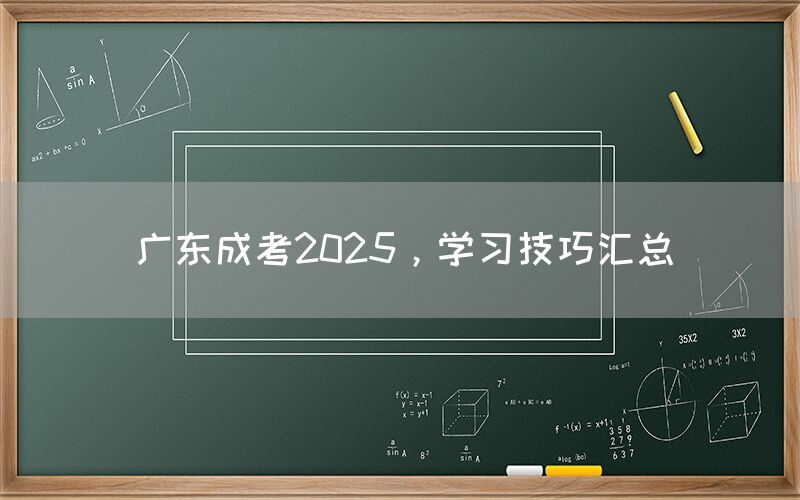 广东成考2025，学习技巧汇总